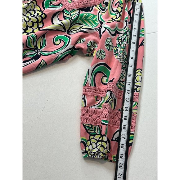 Crown and Ivy Top Womens XXL Shirt Peasant Blouse Pink Green Work Casual Floral - Picture 12 of 16